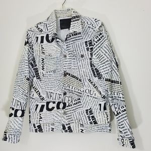 Vie Riche Paris Newspaper Print Jacket, Size Large
